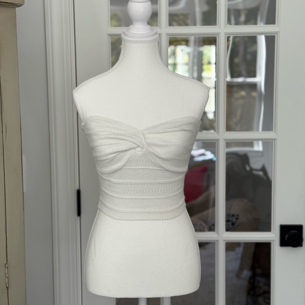 Princess Polly White Sweater Crop Top